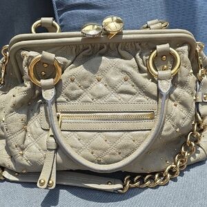 Marc Jacobs Cream and Gold Quilted Shoulder Bag